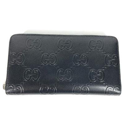 GUCCI Long Wallet Purse 625563 leather black GG embossed long wallet Travel case mens Used Authentic