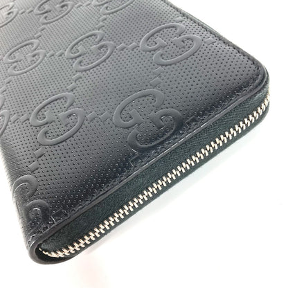 GUCCI Long Wallet Purse 625563 leather black GG embossed long wallet Travel case mens Used Authentic