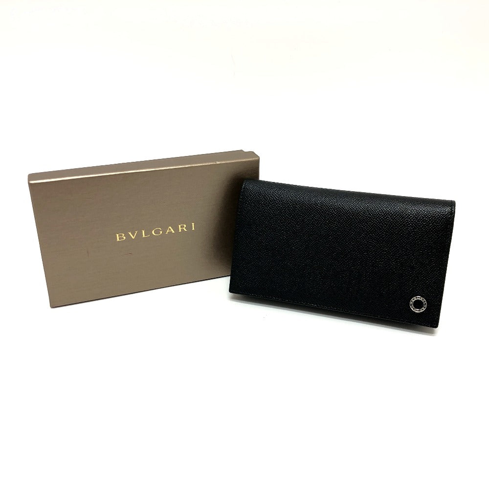 BVLGARI Long Wallet Purse 39328 leather black Bulgari Bulgari mens Used Authentic