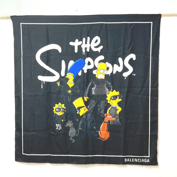 BALENCIAGA scarf silk black THE SIMPSONS Simpsons collaboration simpsons Women Used Authentic