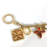 LOUIS VUITTON Bag charm key ring Stone Porto Cle chennes ice flower metal M66783 gold Women Used Authentic