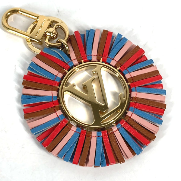 LOUIS VUITTON key ring Bag charm Portocle LV fringe Metal, leather M68463 pink Women Used Authentic
