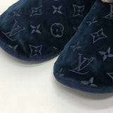LOUIS VUITTON Slip-on velvet Navy Dreamy line Room Shoes Monogram Women Used Authentic