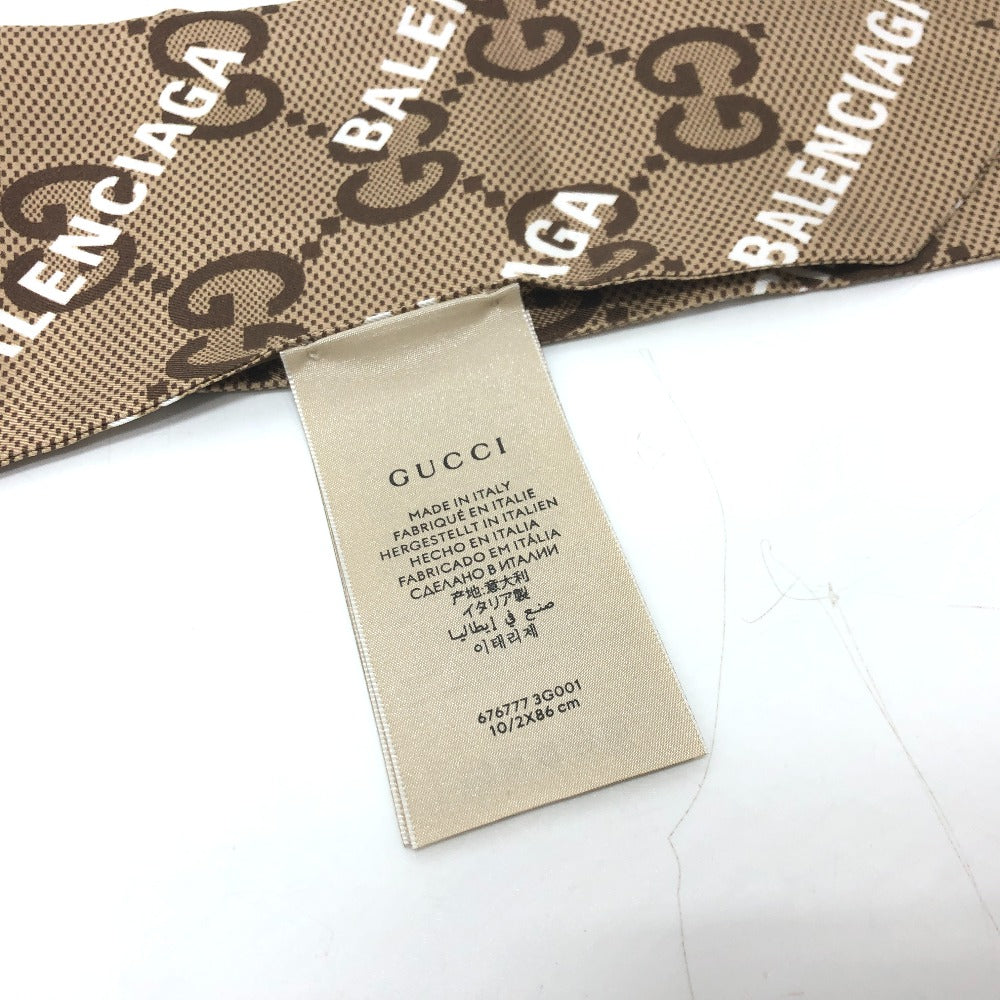 GUCCI scarf 676777 silk beige Maxi GG neck bow The Hacker Project Neck Bow Women Used Authentic