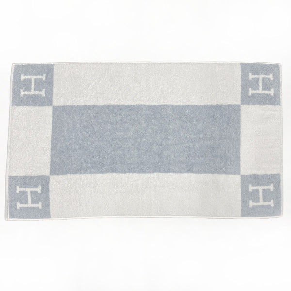 HERMES towel Avalon cotton 100% H102193M 03 blue Used Authentic