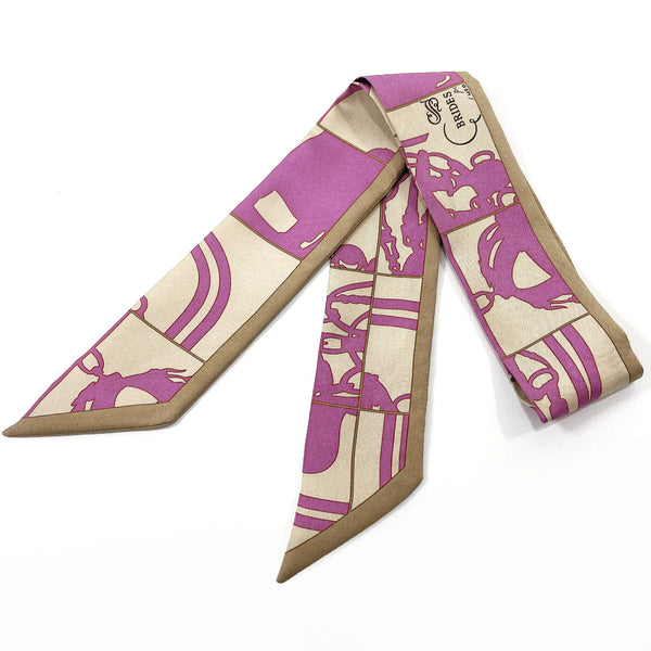 HERMES scarf Twilly BRIDE de GALA 100% silk purple Women Used Authentic