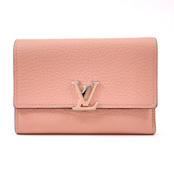 LOUIS VUITTON Tri-fold wallet Portefeuille Capcine Compact Taurillon Clemence M62156 pink Women Used Authentic