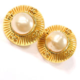 CHANEL Earring COCO Mark Gold Plated, Faux Pearl gold Women Used Authentic