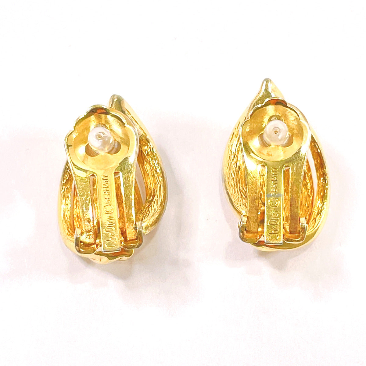 Christian Dior Earring metal Rhinestone gold