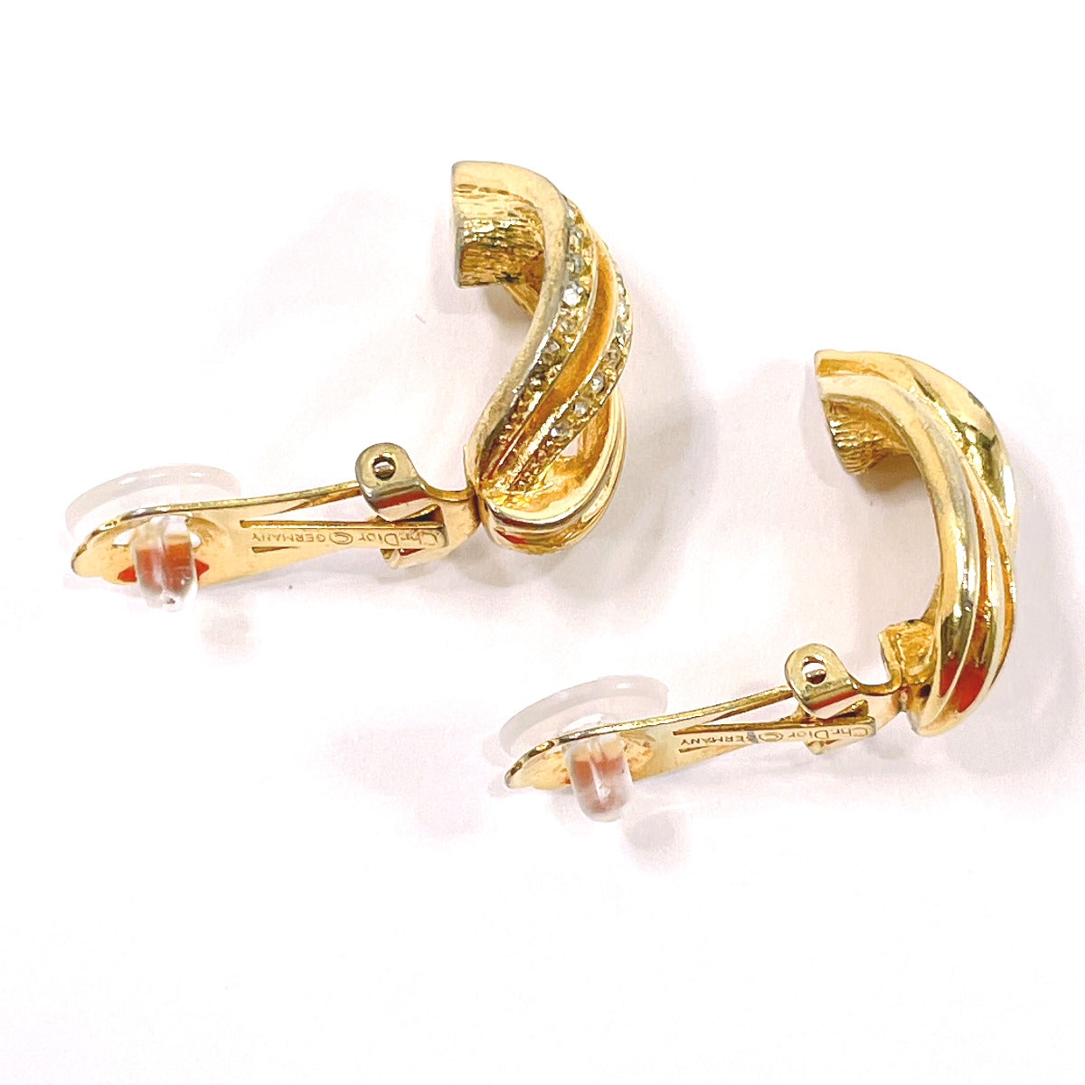 Christian Dior Earring metal Rhinestone gold