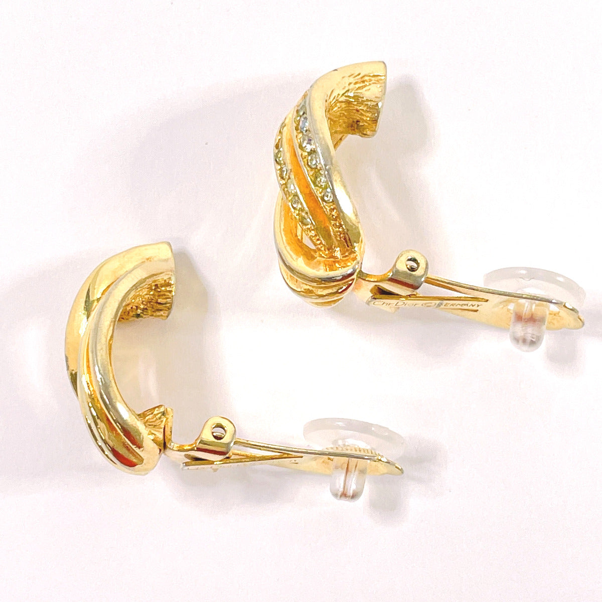 Christian Dior Earring metal Rhinestone gold