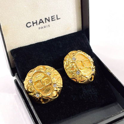 CHANEL Earring Metal, Rhinestone gold vintage COCO Mark Women Used Authentic