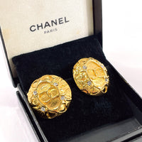 CHANEL Earring vintage COCO Mark Metal, Rhinestone gold Women Used Authentic