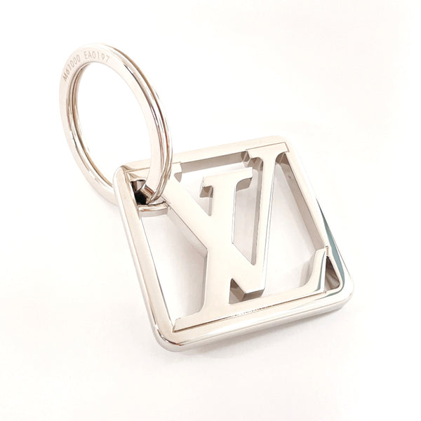 LOUIS VUITTON key ring LV logo initial frame metal M61000  Silver unisex Used Authentic