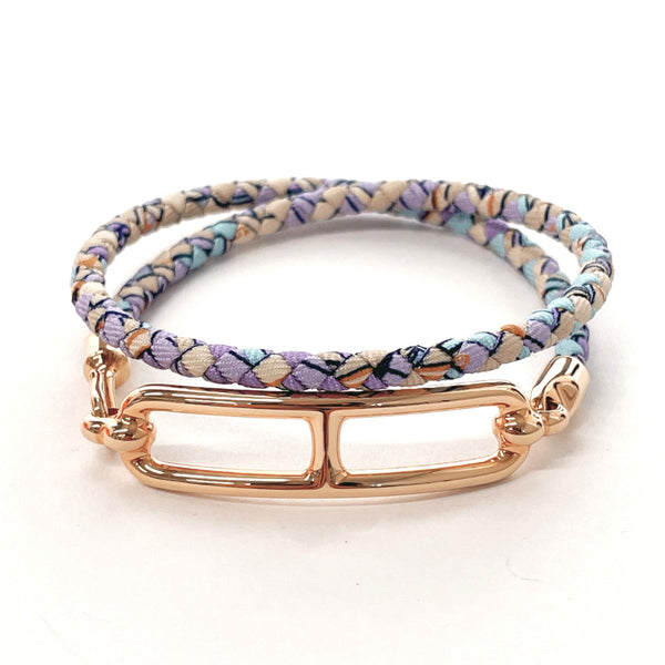 HERMES bracelet Ruri Double Tour Silk, Gold Plated multicolor Women Used Authentic