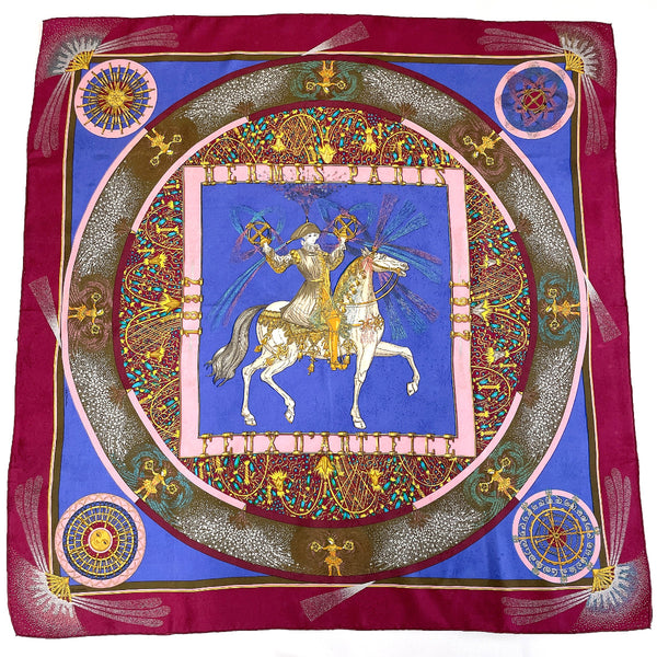 HERMES scarf FEUX D'ARTIFICE Fireworks of craftsmanship Carre 90 Silk, 100% silk purple Women Used Authentic