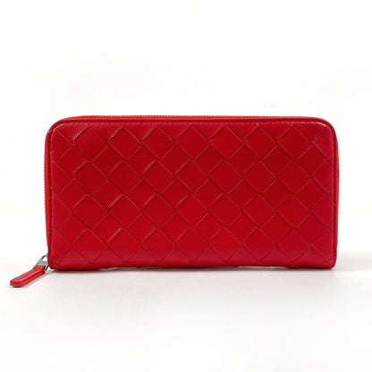 BOTTEGAVENETA Long Wallet Purse leather leather Red INTRECCIATO Zip Around