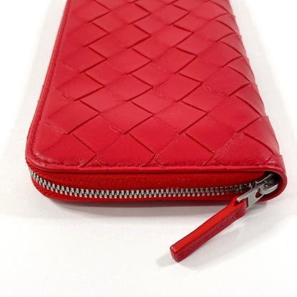 BOTTEGAVENETA Long Wallet Purse leather leather Red INTRECCIATO Zip Around