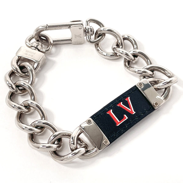 LOUIS VUITTON bracelet My LV Chain Metal, leather M68104 Silver Used Authentic