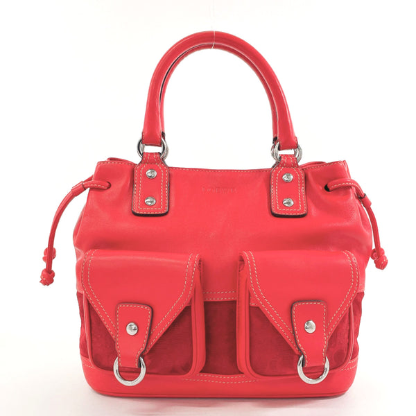 LOEWE Handbag Leather, suede Red Women Used Authentic