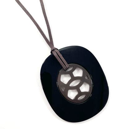 HERMES Necklace Buffalo Horn, Lacquer black Lift GM