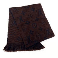 LOUIS VUITTON Scarf Escalp Logo Mania Wool, Silk, Wool 94% Silk 6% 413287 Brown Women Used Authentic