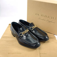 BURBERRY loafers leather black mens Used Authentic