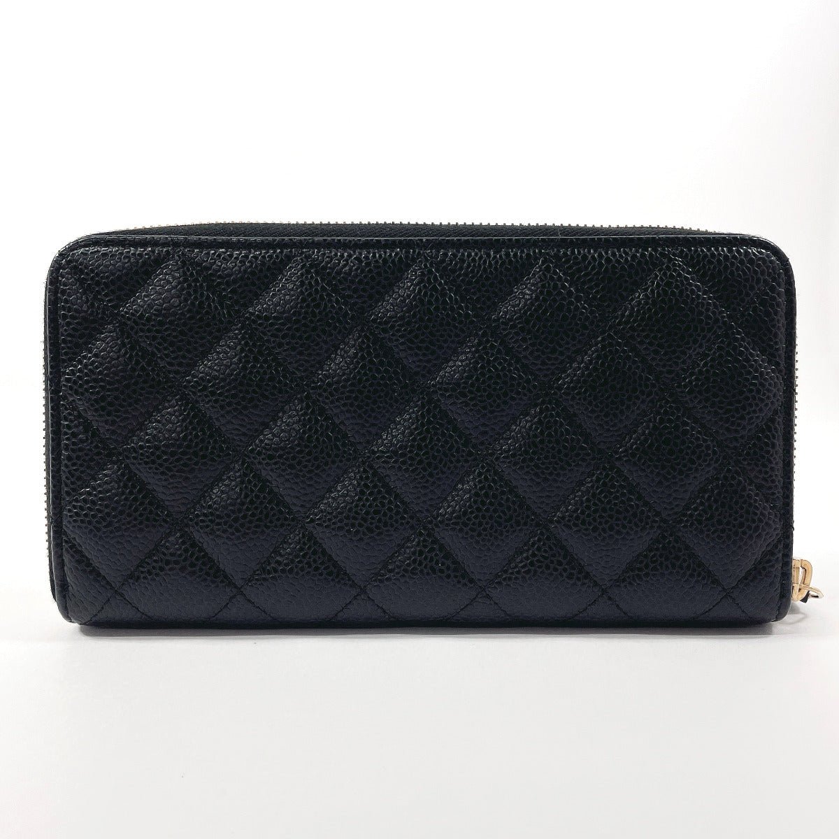 CHANEL Long Wallet Purse Matt caviar skin black Zip Around COCO Mark