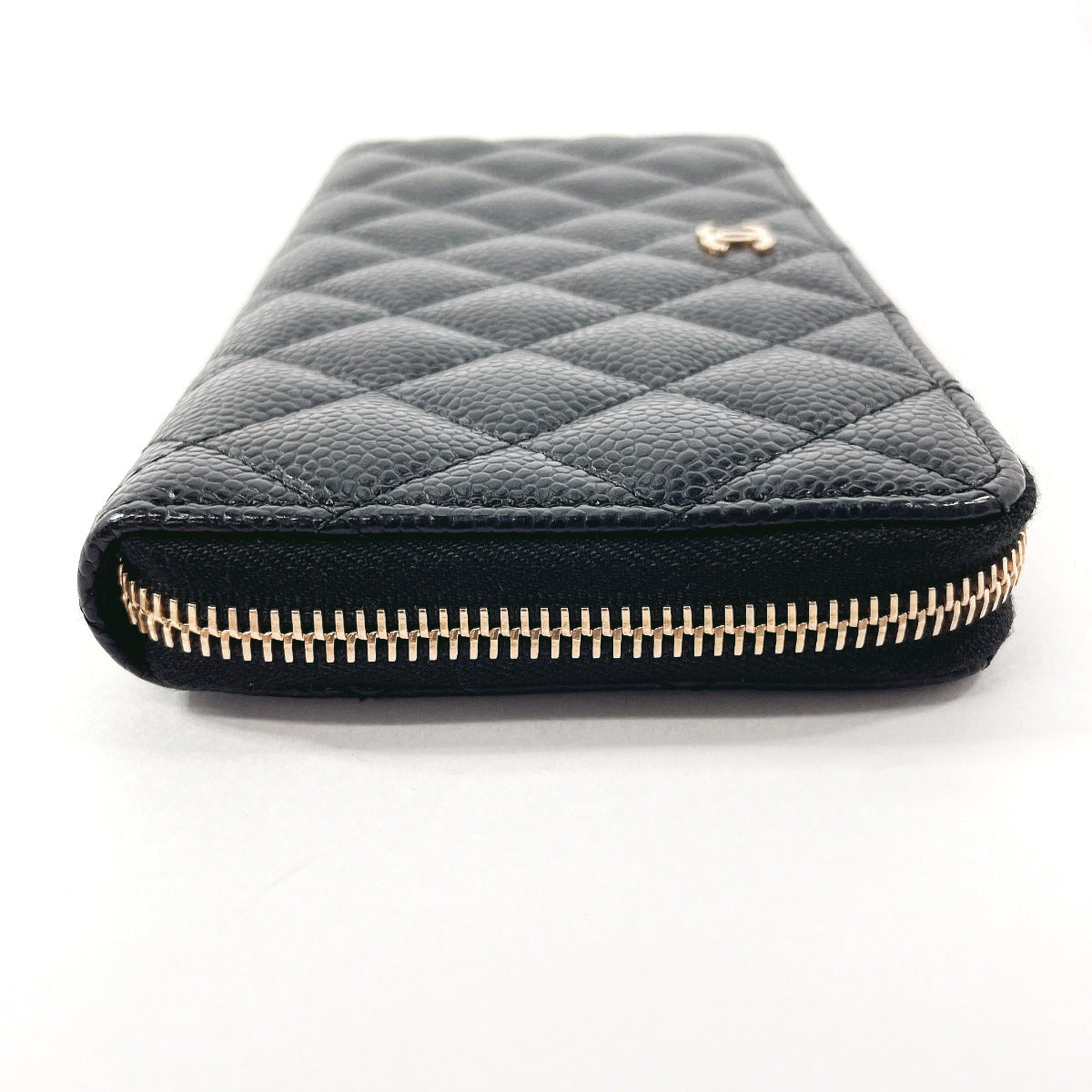 CHANEL Long Wallet Purse Matt caviar skin black Zip Around COCO Mark