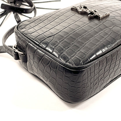 SAINT LAURENT PARIS Shoulder Bag 520535 leather black Croco embossed Lou camera bag