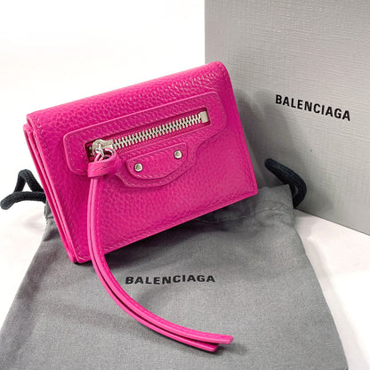 BALENCIAGA Tri-fold wallet 640107 5616 leather pink Neo Classic Mini Wallet