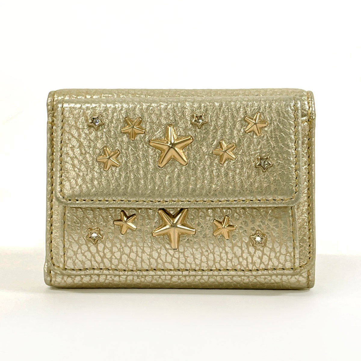 JIMMY CHOO Tri-fold wallet WDS 142 leather gold Compact wallet nemo star studs