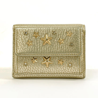 JIMMY CHOO Tri-fold wallet WDS 142 leather gold Compact wallet nemo star studs