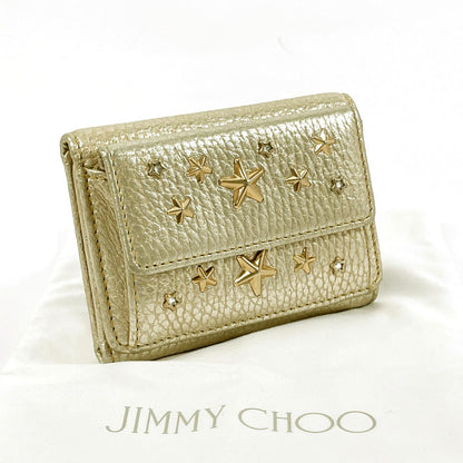 JIMMY CHOO Tri-fold wallet WDS 142 leather gold Compact wallet nemo star studs