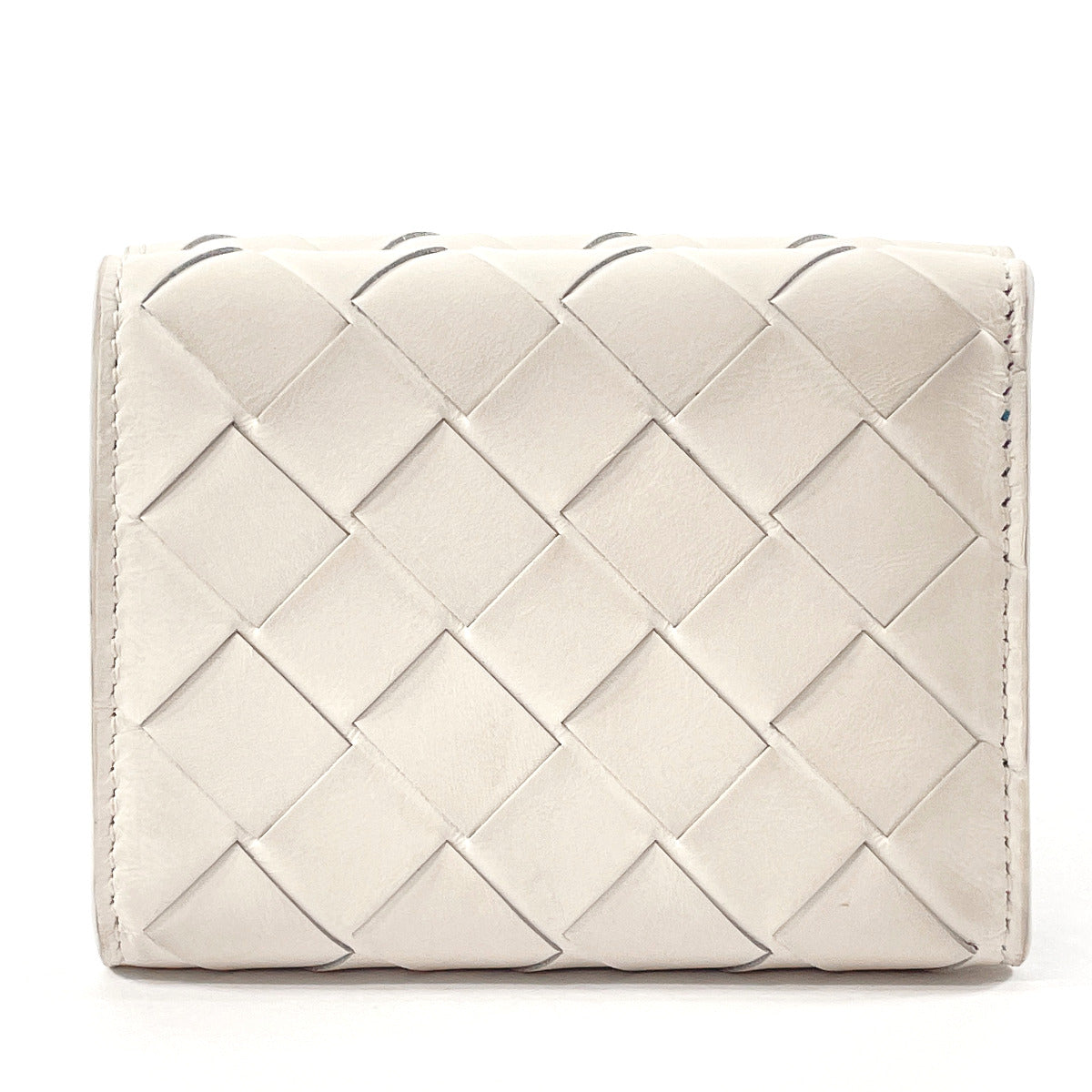 BOTTEGAVENETA Tri-fold wallet 635561 leather leather white INTRECCIATO MINI WALLET