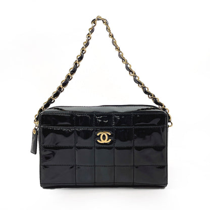 CHANEL Shoulder Bag Patent leather black Chocolate bar ChainShoulder Women Used Authentic