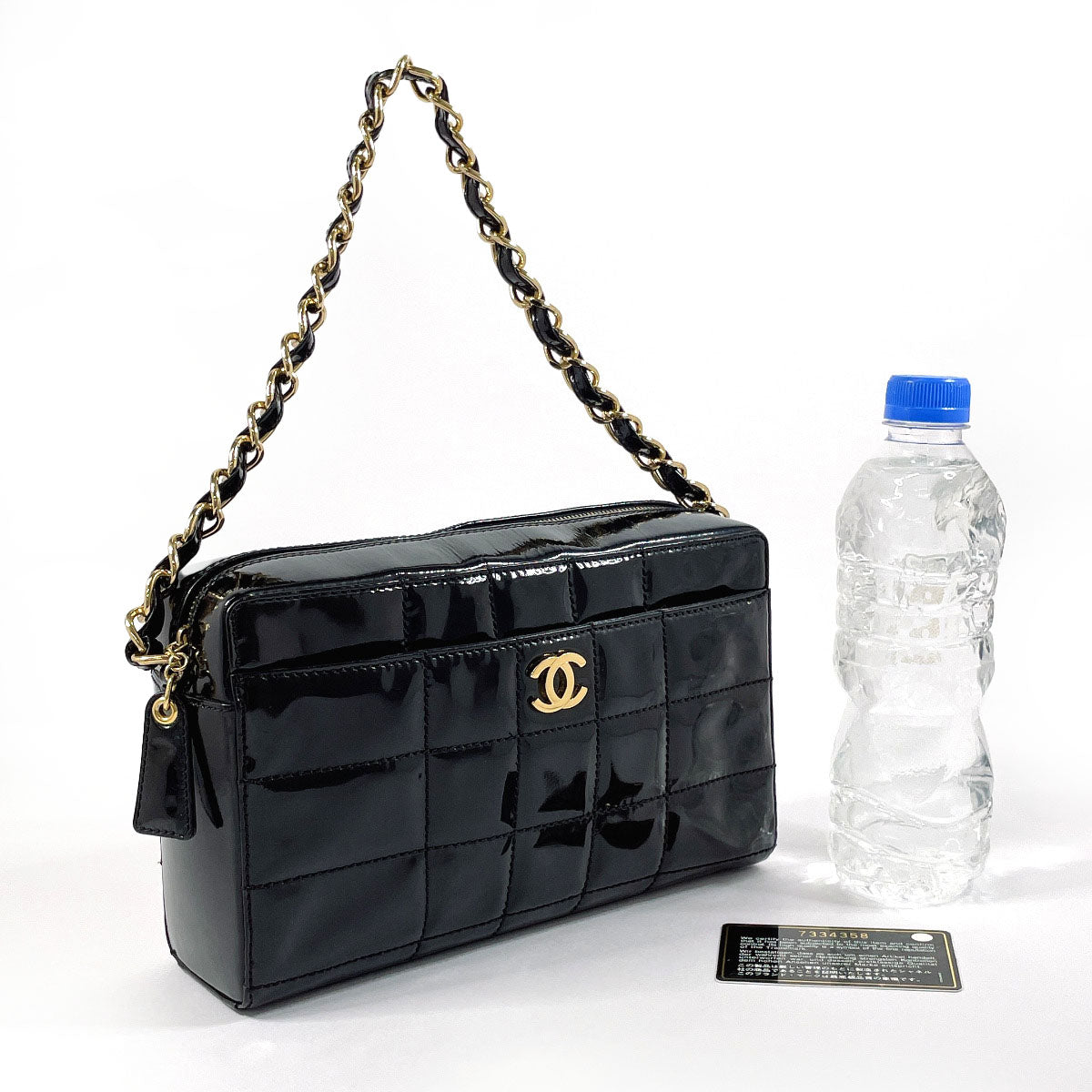 CHANEL Shoulder Bag Patent leather black Chocolate bar ChainShoulder Women Used Authentic