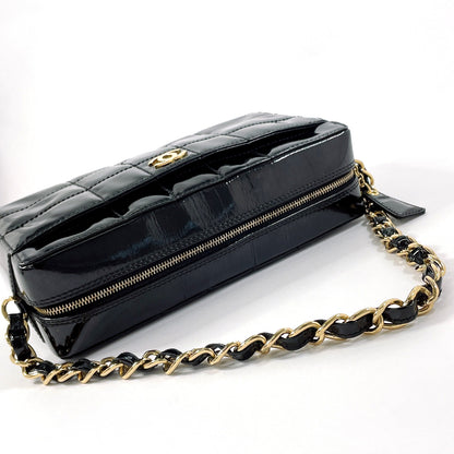 CHANEL Shoulder Bag Patent leather black Chocolate bar ChainShoulder Women Used Authentic