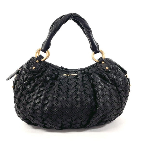 MIUMIU Handbag leather black Women Used Authentic