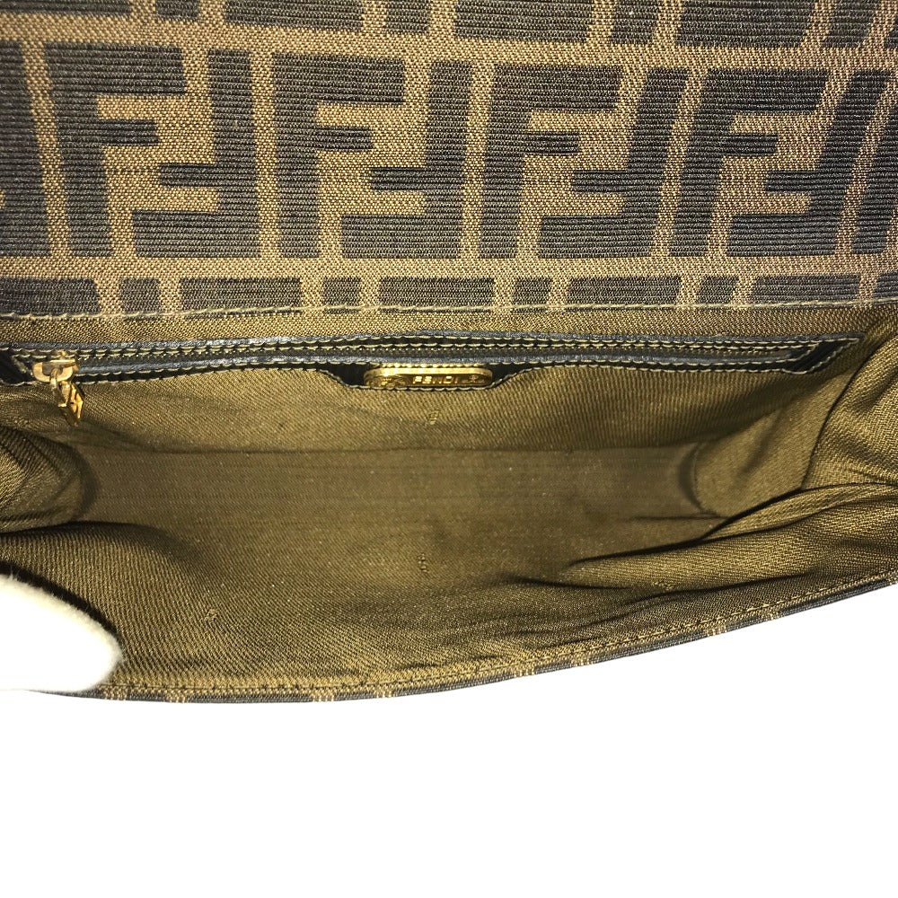 FENDI Shoulder Bag canvas Brown black Zucca