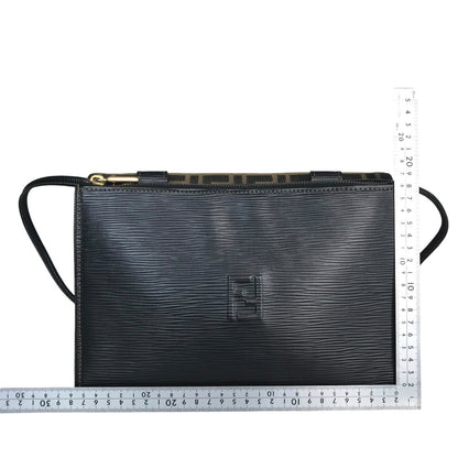 FENDI Shoulder Bag canvas Brown black Zucca