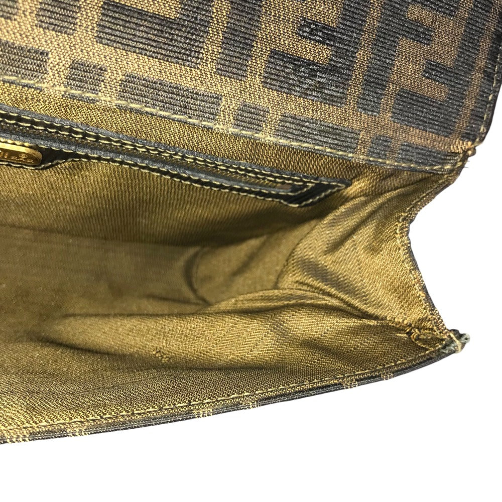 FENDI Shoulder Bag canvas Brown black Zucca