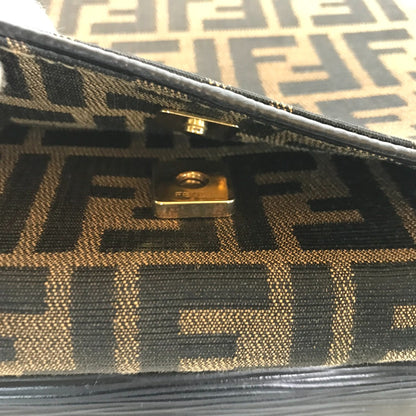 FENDI Shoulder Bag canvas Brown black Zucca