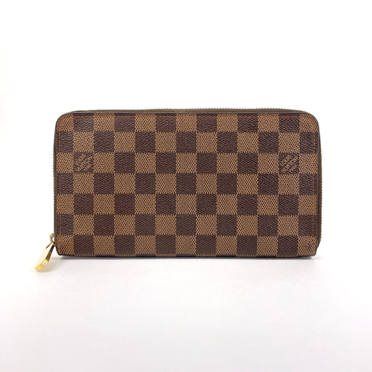 LOUIS VUITTON Long Wallet Purse N60003 Damier Brown Zippy Organizer unisex Used Authentic