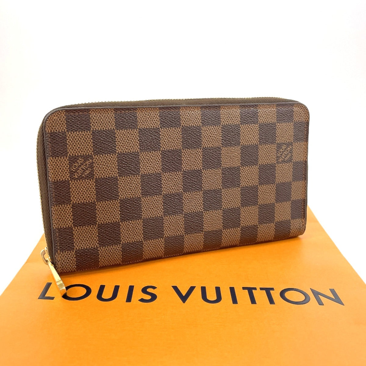 LOUIS VUITTON Long Wallet Purse N60003 Damier Brown Zippy Organizer unisex Used Authentic