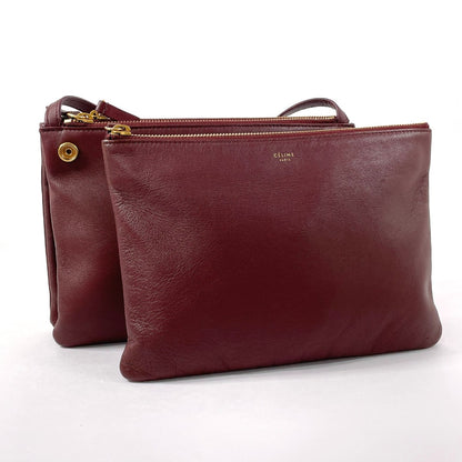 CELINE Shoulder Bag leather Bordeaux Trio Large Women Used Authentic