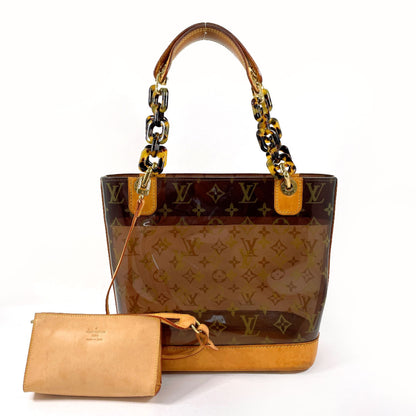 LOUIS VUITTON Tote Bag M92502 Plastics, Tanned Leather Brown Monogram Plastics Kava Ampoule PM