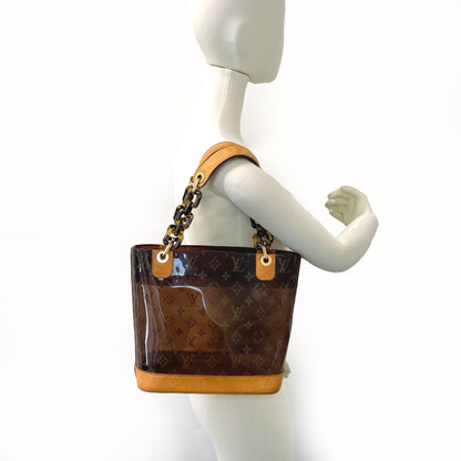 LOUIS VUITTON Tote Bag M92502 Plastics, Tanned Leather Brown Monogram Plastics Kava Ampoule PM