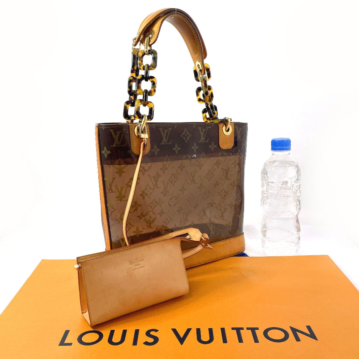 LOUIS VUITTON Tote Bag M92502 Plastics, Tanned Leather Brown Monogram Plastics Kava Ampoule PM