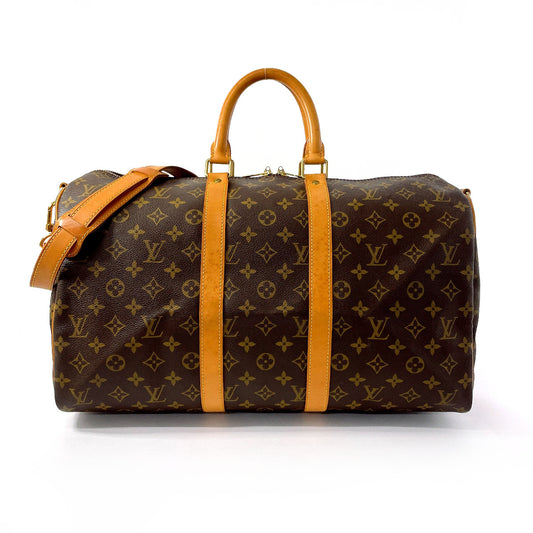 LOUIS VUITTON Boston Duffel bag M41418 Monogram canvas, tanned leather Brown Keepall  bandouliere 45